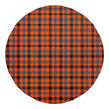 Orange Black And Grey Plaid Print Round Blanket
