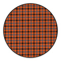 Orange Black And Grey Plaid Print Round Floor Mat