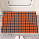 Orange Black And Grey Plaid Print Rubber Doormat