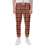 Orange Black And Grey Plaid Print Scuba Joggers