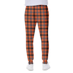 Orange Black And Grey Plaid Print Scuba Joggers