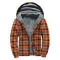 Orange Black And Grey Plaid Print Sherpa Lined Zip Up Hoodie