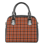 Orange Black And Grey Plaid Print Shoulder Handbag