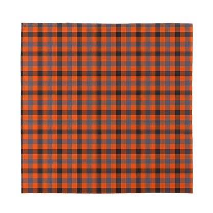 Orange Black And Grey Plaid Print Silk Bandana