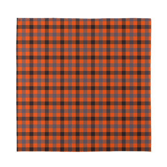 Orange Black And Grey Plaid Print Silk Bandana