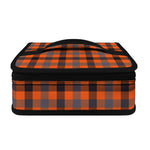 Orange Black And Grey Plaid Print Small Lunch Bag