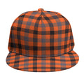 Orange Black And Grey Plaid Print Snapback Cap