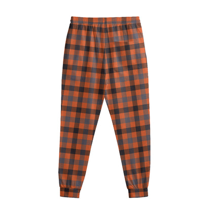 Orange Black And Grey Plaid Print Sweatpants