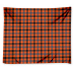 Orange Black And Grey Plaid Print Tapestry