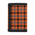 Orange Black And Grey Plaid Print Trifold Wallet