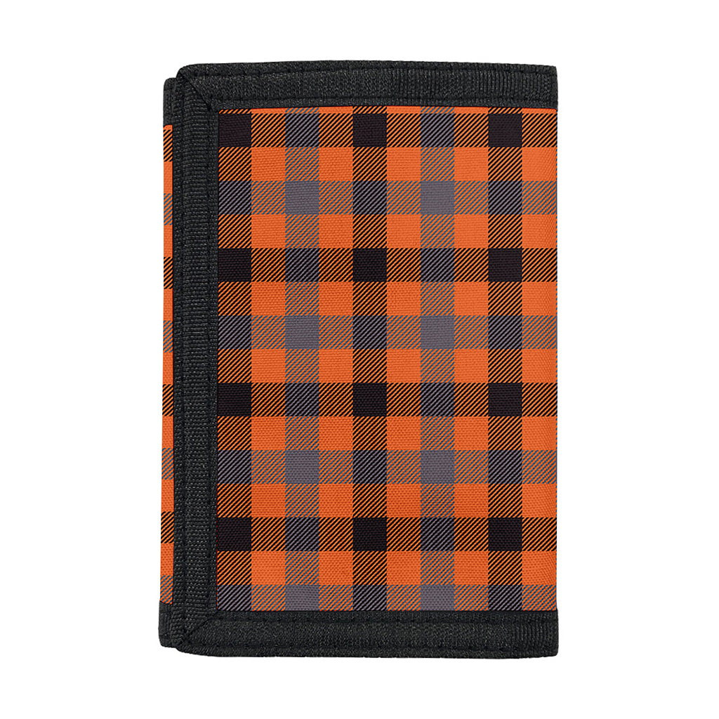 Orange Black And Grey Plaid Print Trifold Wallet
