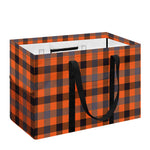 Orange Black And Grey Plaid Print Utility Tote Bag
