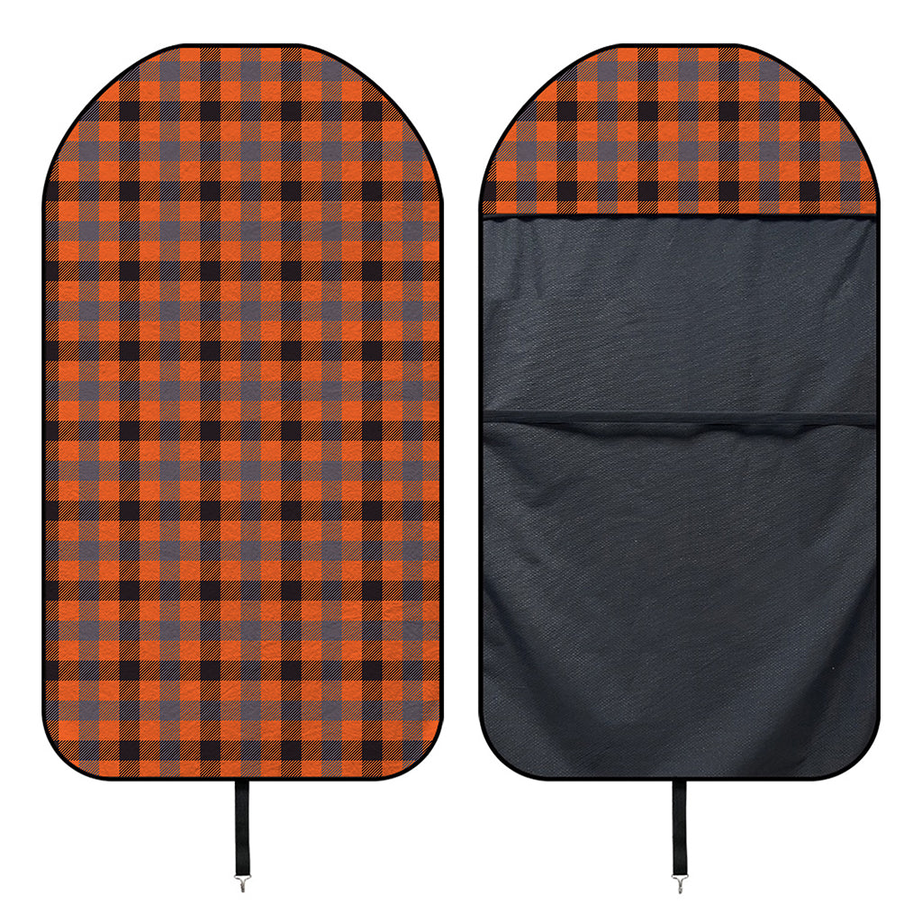 Orange Black And Grey Plaid Print Waterproof Car Seat Cover
