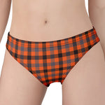 Orange Black And Grey Plaid Print Women's Panties