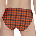 Orange Black And Grey Plaid Print Women's Panties