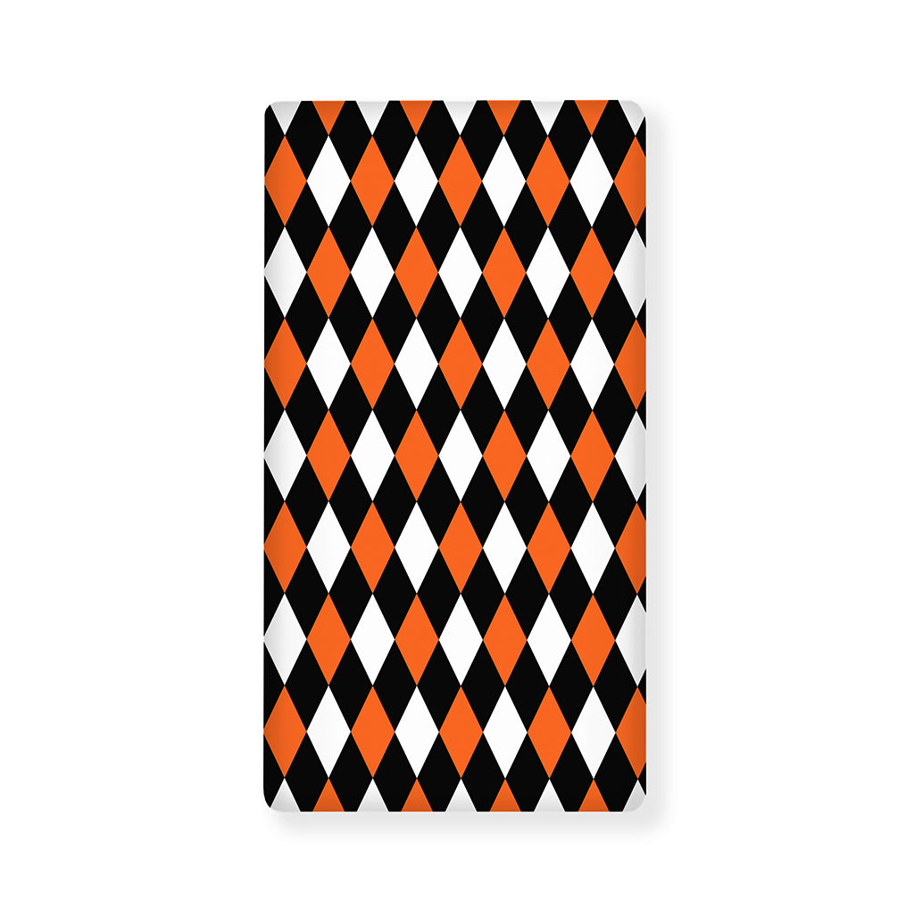 Orange Black And White Harlequin Print Baby Crib Sheet