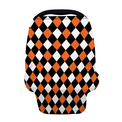 Orange Black And White Harlequin Print Baby Seat Cover