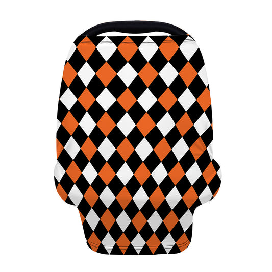 Orange Black And White Harlequin Print Baby Seat Cover