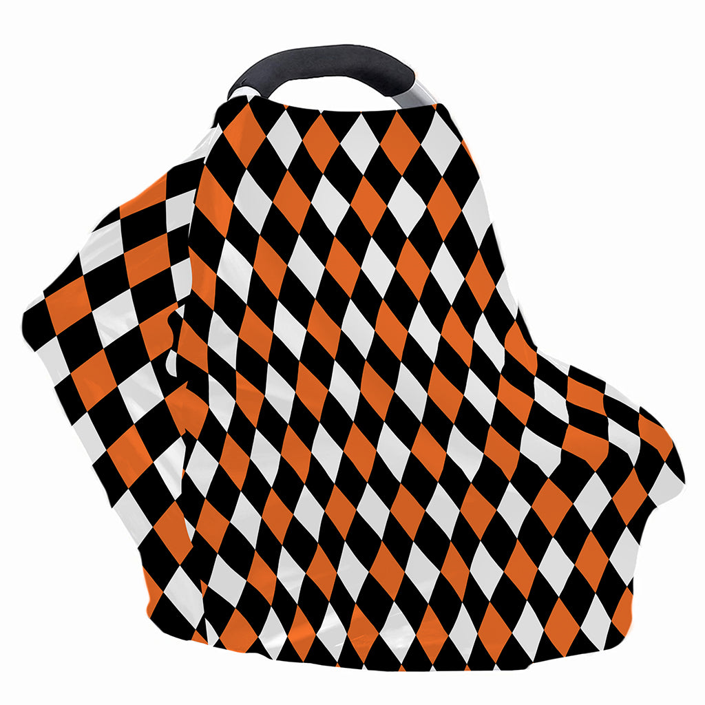 Orange Black And White Harlequin Print Baby Seat Cover