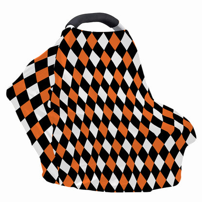 Orange Black And White Harlequin Print Baby Seat Cover