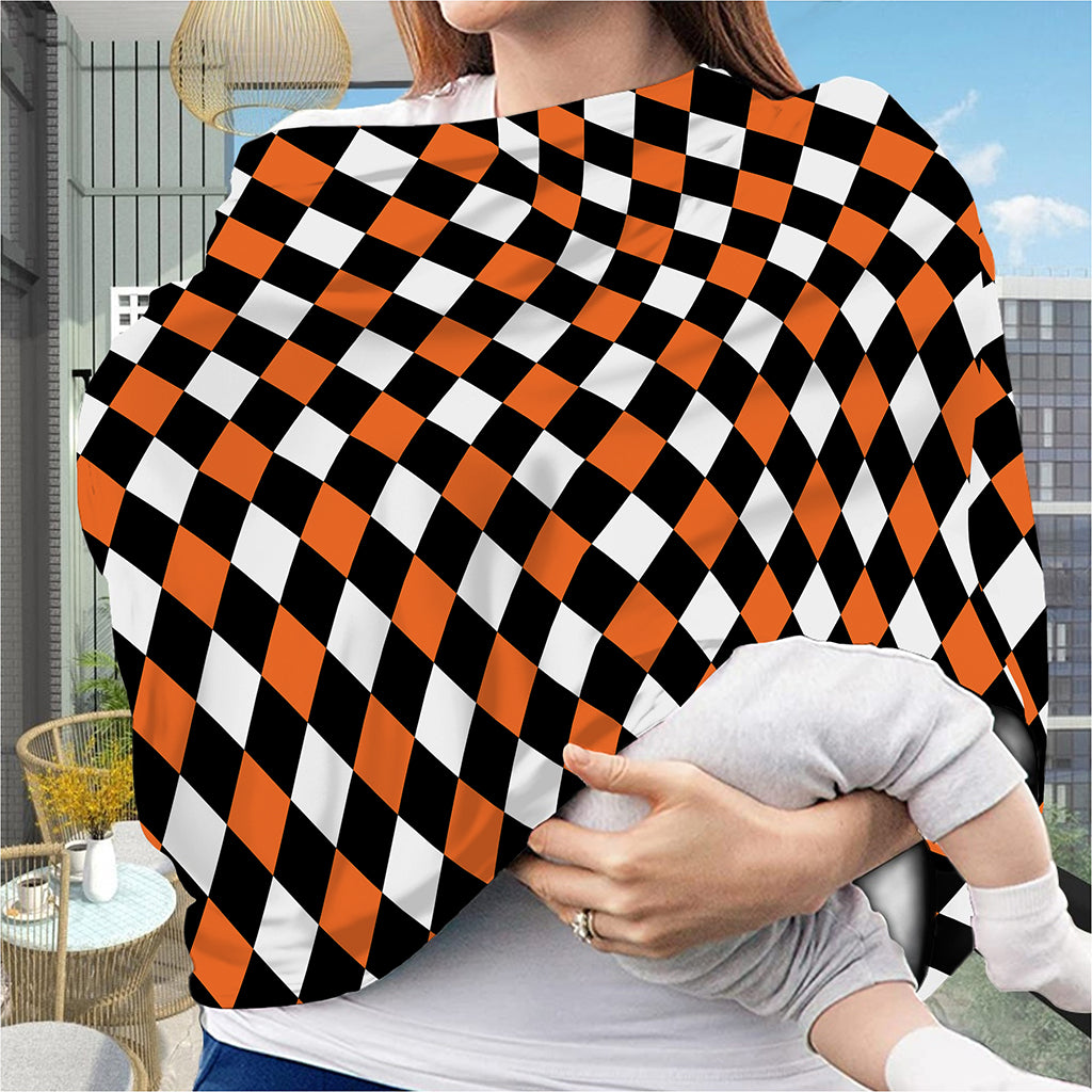 Orange Black And White Harlequin Print Baby Seat Cover