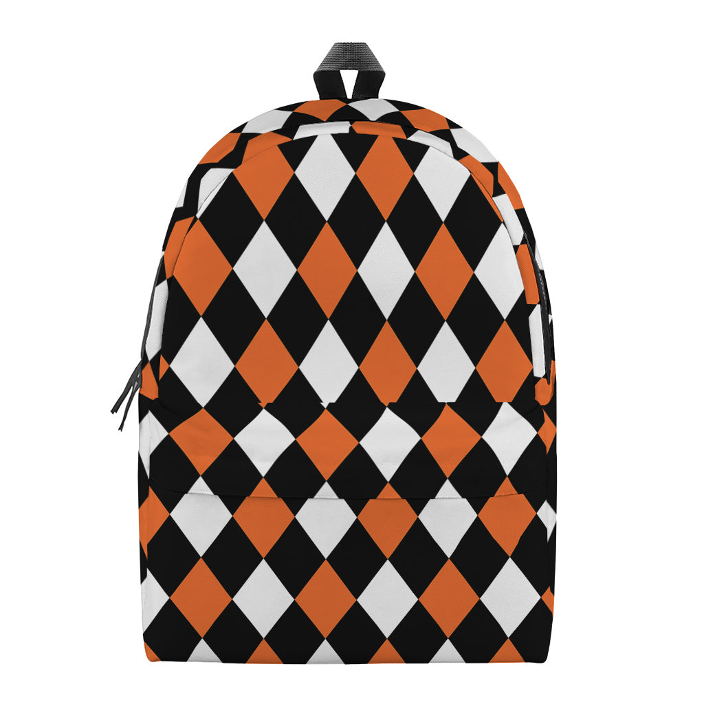 Orange Black And White Harlequin Print Backpack