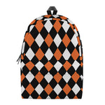 Orange Black And White Harlequin Print Backpack