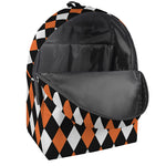 Orange Black And White Harlequin Print Backpack
