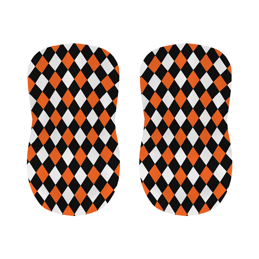 Orange Black And White Harlequin Print Bar Stool Covers