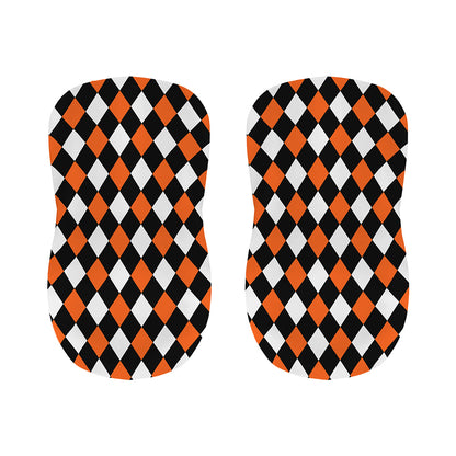 Orange Black And White Harlequin Print Bar Stool Covers