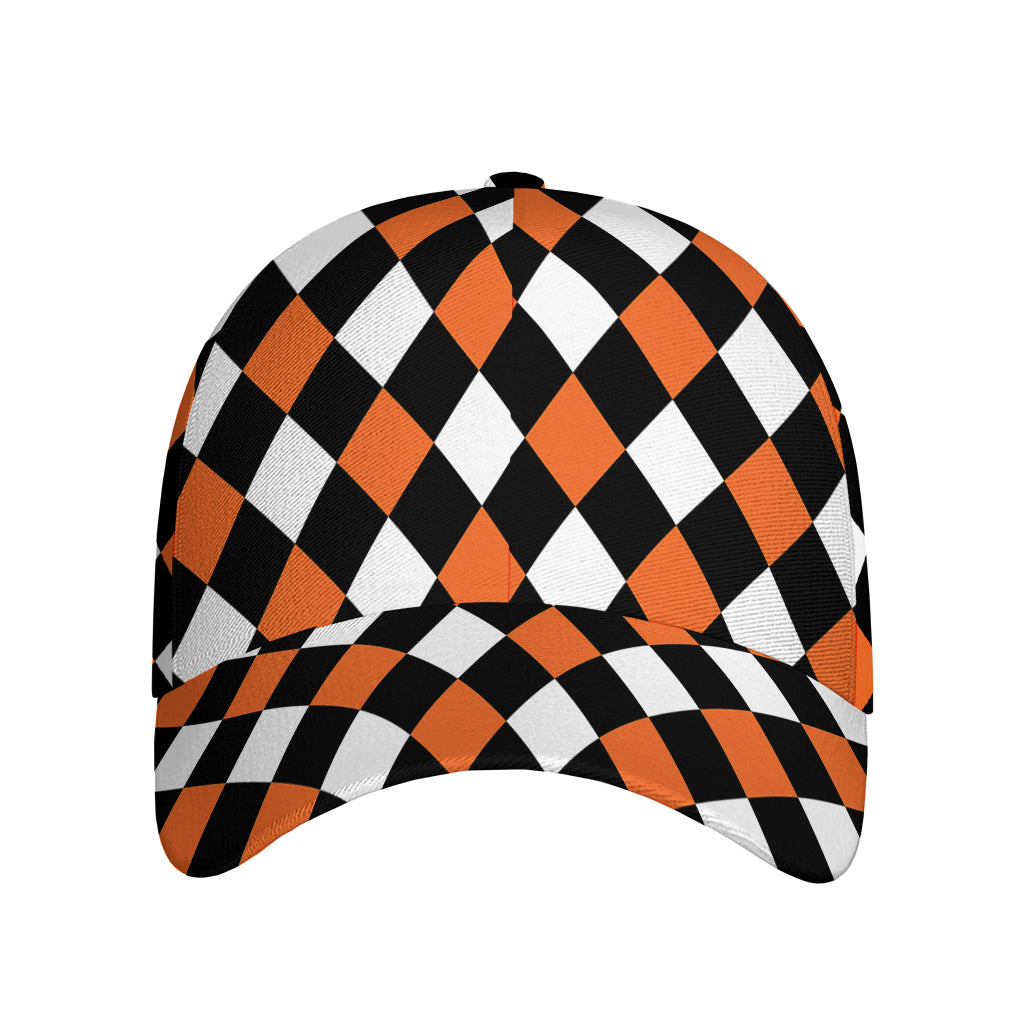 Orange Black And White Harlequin Print Baseball Cap