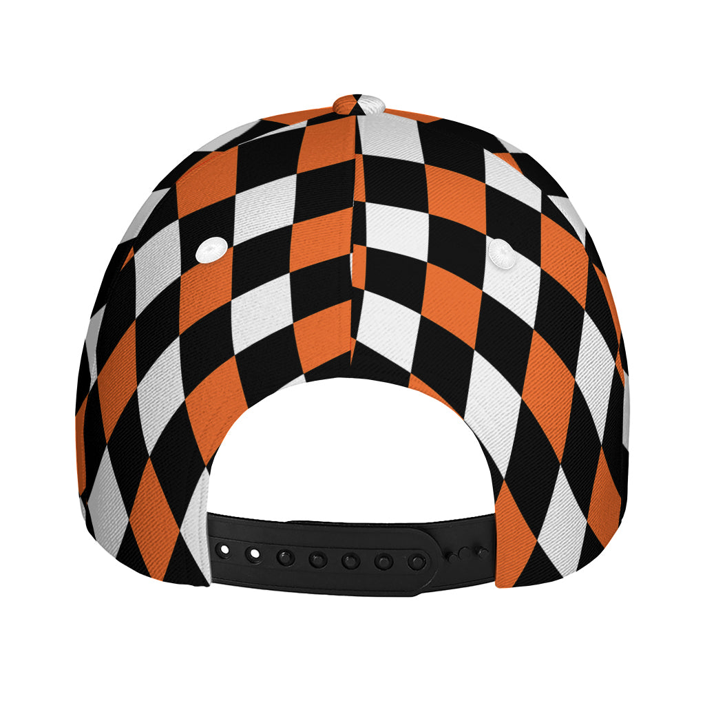 Orange Black And White Harlequin Print Baseball Cap