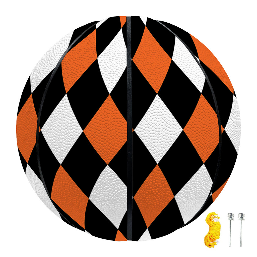 Orange Black And White Harlequin Print Basketball