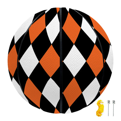 Orange Black And White Harlequin Print Basketball