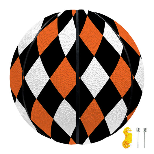 Orange Black And White Harlequin Print Basketball