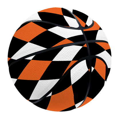 Orange Black And White Harlequin Print Basketball