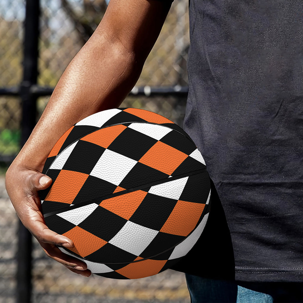 Orange Black And White Harlequin Print Basketball