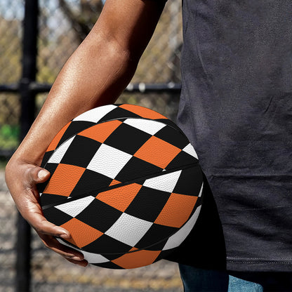 Orange Black And White Harlequin Print Basketball