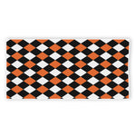Orange Black And White Harlequin Print Beach Towel
