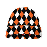 Orange Black And White Harlequin Print Beanie