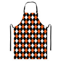 Orange Black And White Harlequin Print Bib Apron With Pocket