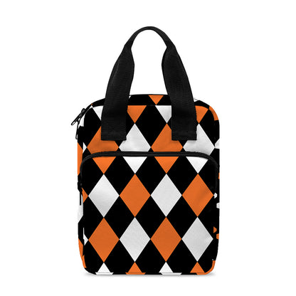 Orange Black And White Harlequin Print Bible Tote Bag