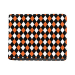 Orange Black And White Harlequin Print Bifold Wallet