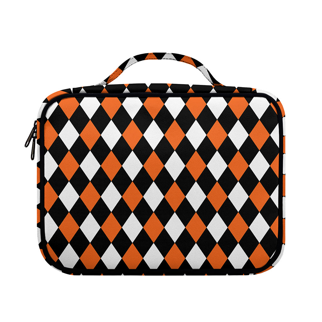 Orange Black And White Harlequin Print Briefcase Bible Bag