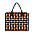 Orange Black And White Harlequin Print Canvas Tote Bag