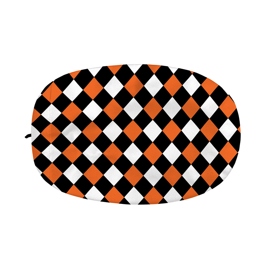 Orange Black And White Harlequin Print Car Side Mirror Covers
