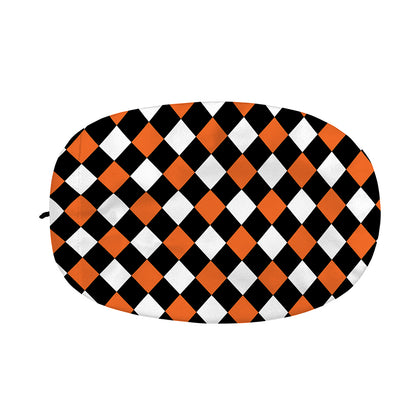 Orange Black And White Harlequin Print Car Side Mirror Covers