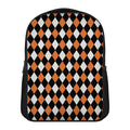 Orange Black And White Harlequin Print Casual Backpack