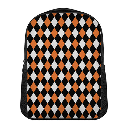 Orange Black And White Harlequin Print Casual Backpack