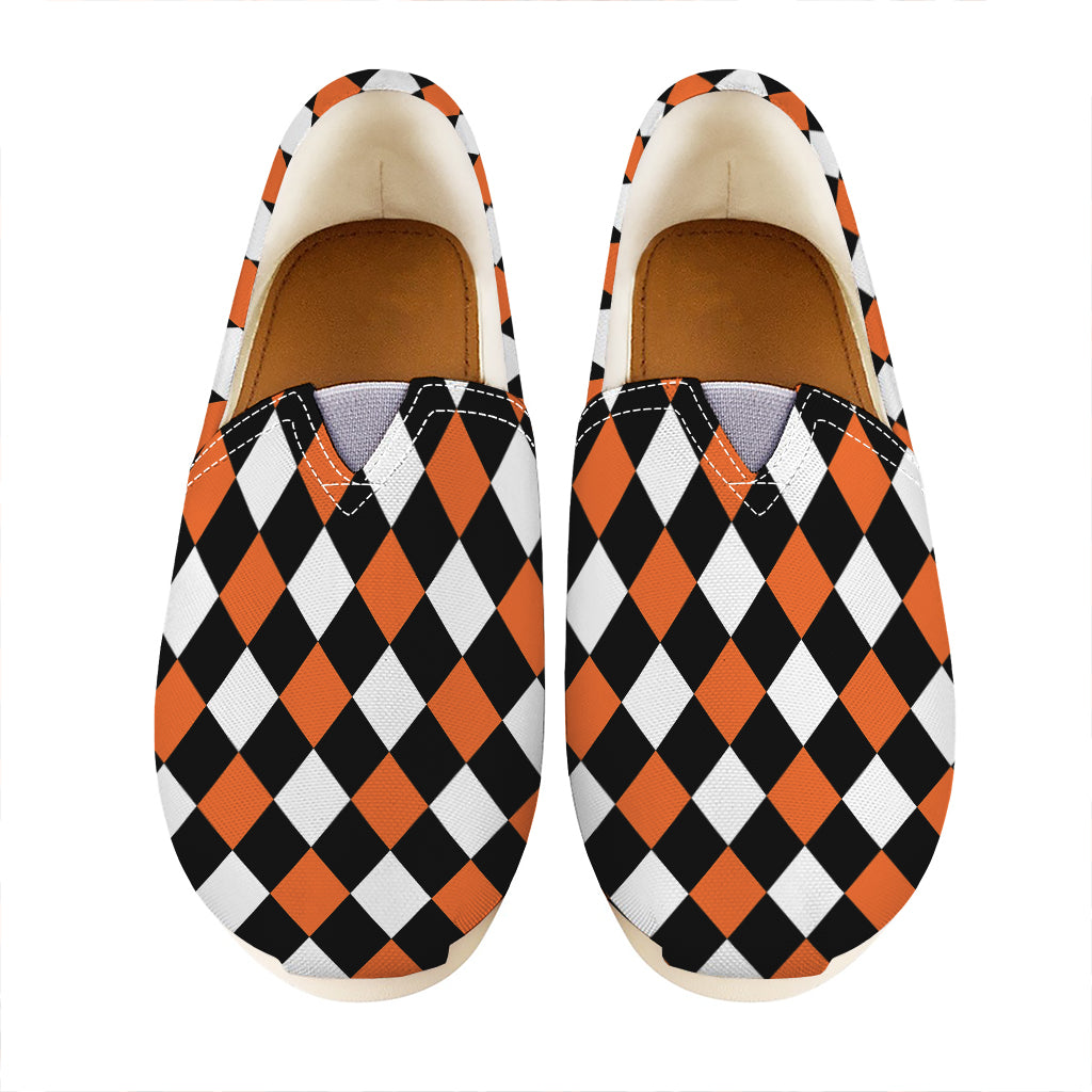 Orange Black And White Harlequin Print Casual Shoes
